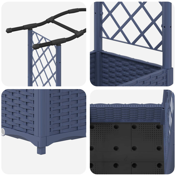 Pat Ridicat cu Trellis și Acoperiș Gri 124 x 40 x 125 cm PP WALTI