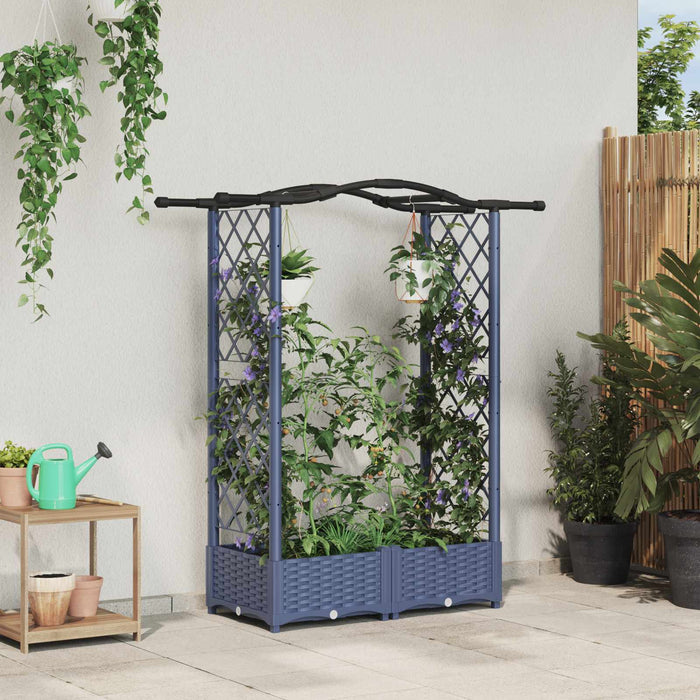 Pat Ridicat cu Trellis și Acoperiș Gri 124 x 40 x 125 cm PP WALTI