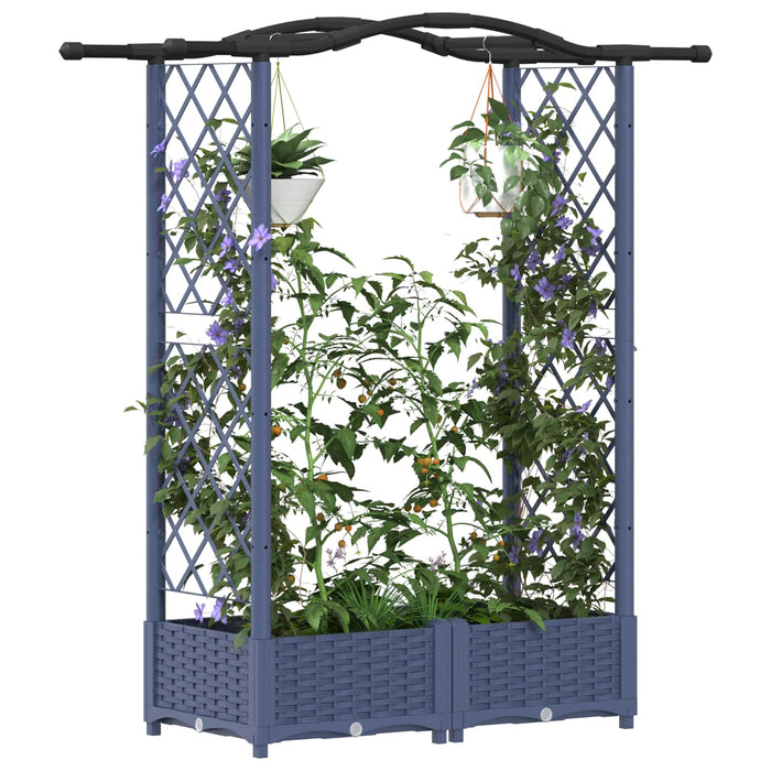 Pat Ridicat cu Trellis și Acoperiș Gri 124 x 40 x 125 cm PP WALTI