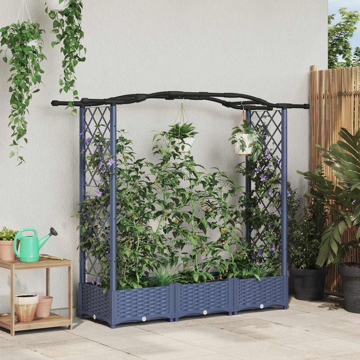 Pat Ridicat cu Trellis și Acoperiș Gri 169 x 40 x 125 cm PP WALTI