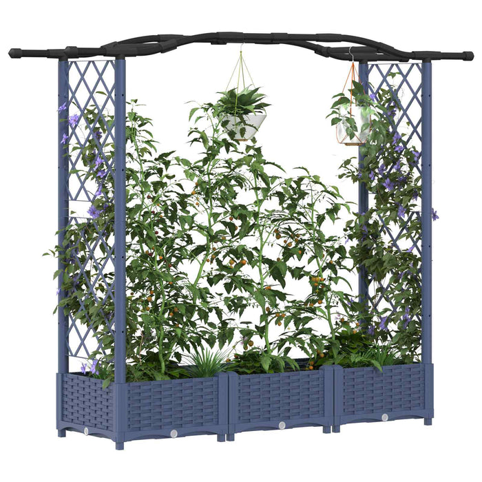 Pat Ridicat cu Trellis și Acoperiș Gri 169 x 40 x 125 cm PP WALTI