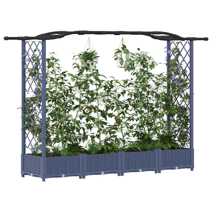 Pat Ridicat cu Trellis și Acoperiș Gri 207 x 40 x 126 cm PP WALTI