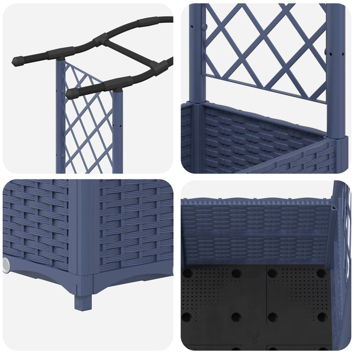 Pat Ridicat cu Trellis și Acoperiș Gri 125 x 40 x 138 cm PP WALTI