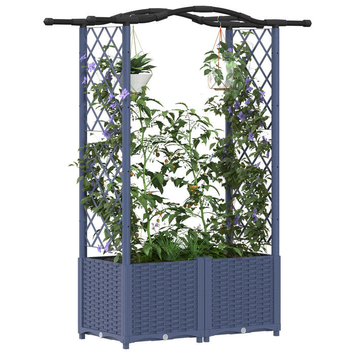 Pat Ridicat cu Trellis și Acoperiș Gri 125 x 40 x 138 cm PP WALTI