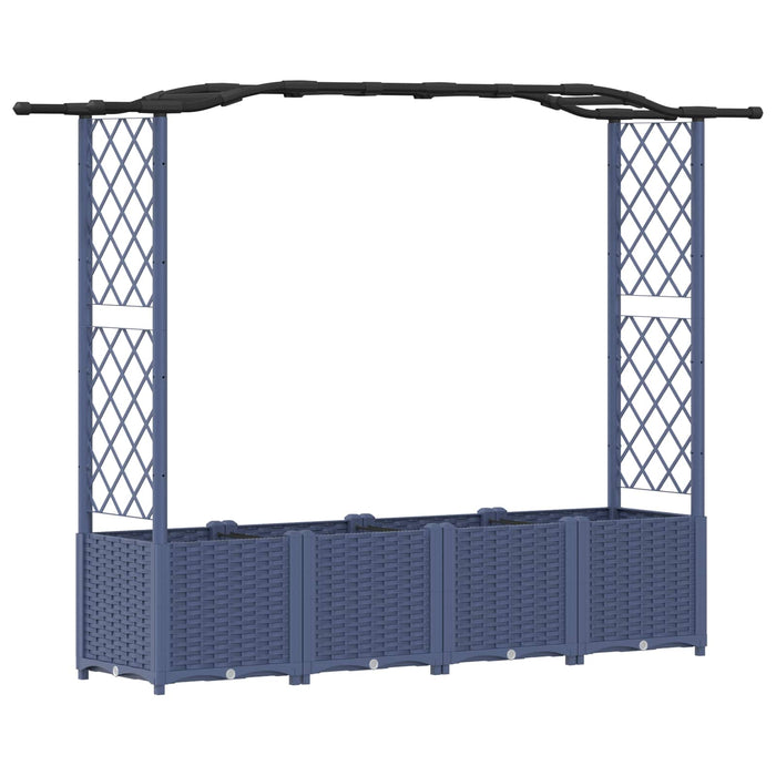 Pat Ridicat cu Trellis și Acoperiș Gri 204 x 40 x 141 cm PP WALTI