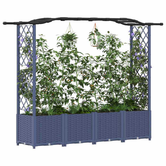 Pat Ridicat cu Trellis și Acoperiș Gri 204 x 40 x 141 cm PP WALTI