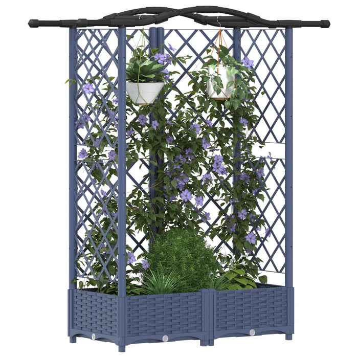 Pat Ridicat cu Trellis și Acoperiș Gri 124 x 40 x 126 cm PP WALTI