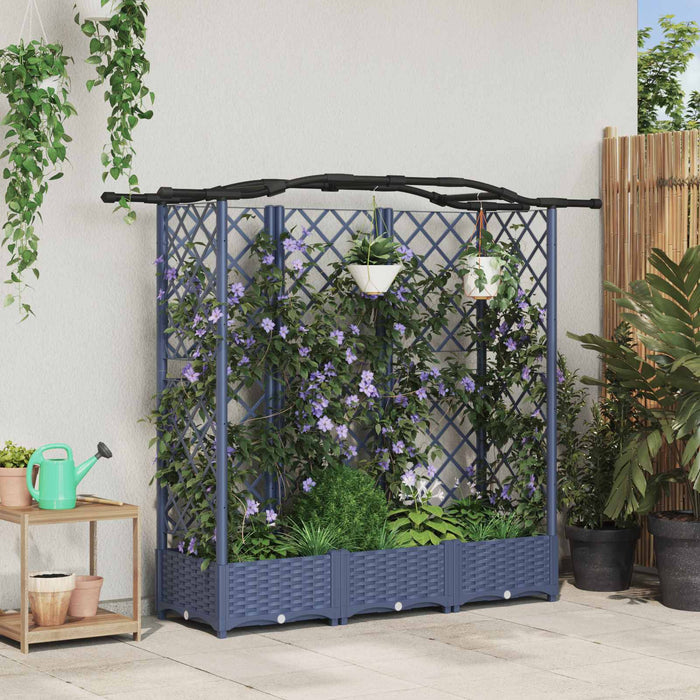 Pat Ridicat cu Trellis și Acoperiș Gri 163 x 40 x 126 cm PP WALTI