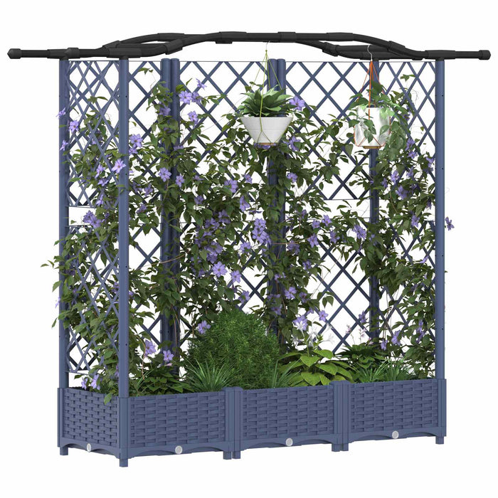 Pat Ridicat cu Trellis și Acoperiș Gri 163 x 40 x 126 cm PP WALTI
