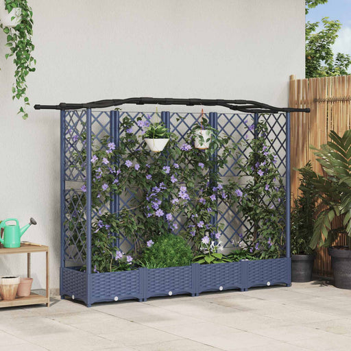 Pat Ridicat cu Trellis și Acoperiș Gri 203,5 x 40 x 125 cm PP - WALTI WALTI