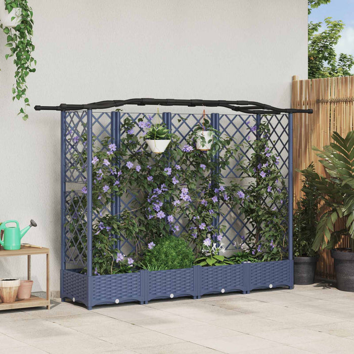 Pat Ridicat cu Trellis și Acoperiș Gri 203,5 x 40 x 125 cm PP WALTI