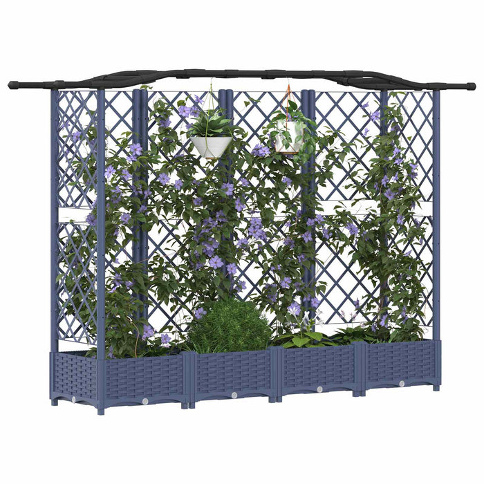 Pat Ridicat cu Trellis și Acoperiș Gri 203,5 x 40 x 125 cm PP WALTI