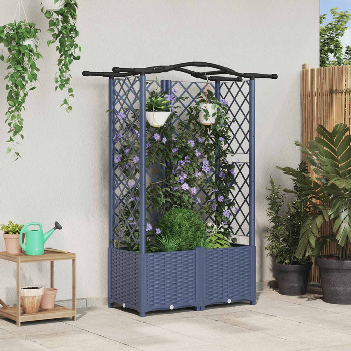 Pat Ridicat cu Trellis și Acoperiș Gri 122 x 40 x 141 cm PP WALTI