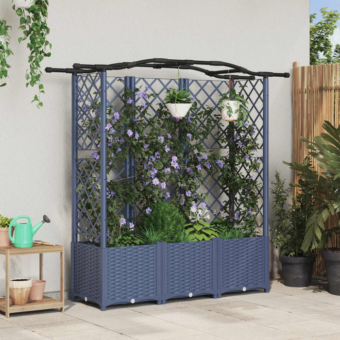 Pat Ridicat cu Trellis și Acoperiș Gri 163 x 40 x 141 cm PP WALTI