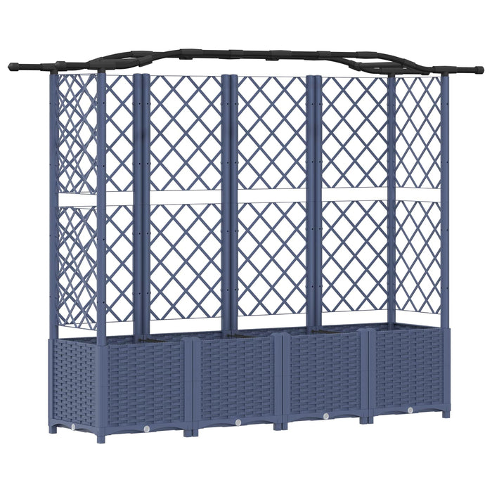 Pat Ridicat cu Trellis și Acoperiș Gri 204 x 40 x 141 cm PP WALTI