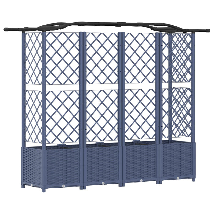 Pat Ridicat cu Trellis și Acoperiș Gri 204 x 40 x 141 cm PP WALTI