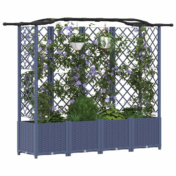 Pat Ridicat cu Trellis și Acoperiș Gri 204 x 40 x 141 cm PP WALTI