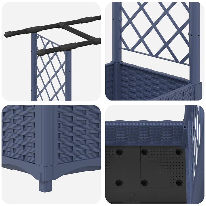 Pat Ridicat cu Trellis și Acoperiș Gri 122,5 x 40 x 123 cm PP WALTI