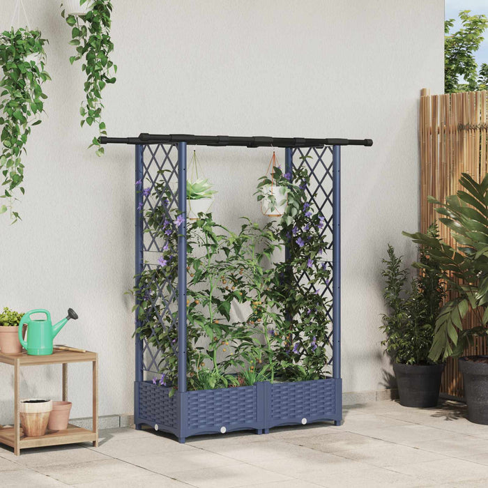 Pat Ridicat cu Trellis și Acoperiș Gri 122,5 x 40 x 123 cm PP WALTI