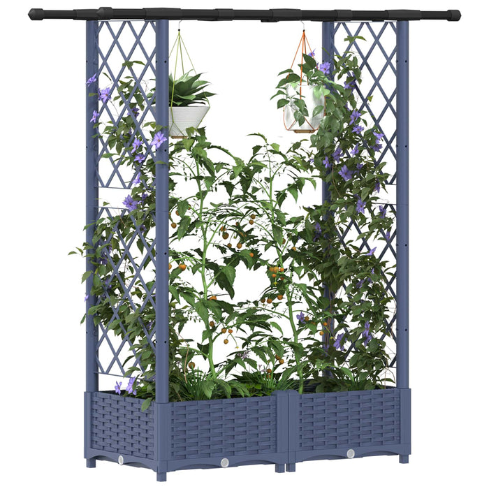 Pat Ridicat cu Trellis și Acoperiș Gri 122,5 x 40 x 123 cm PP WALTI
