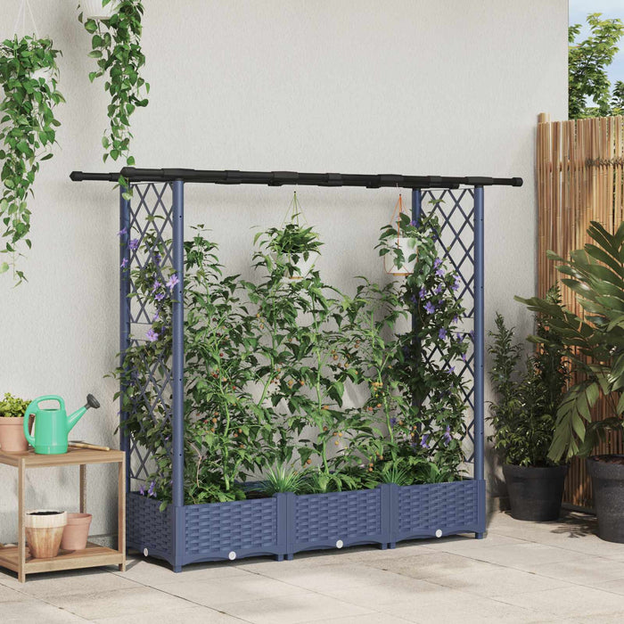 Pat Ridicat cu Trellis și Acoperiș Gri 164 x 40 x 123 cm PP WALTI