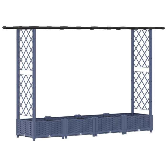 Pat Ridicat cu Trellis și Acoperiș Gri 203 x 40 x 123 cm PP WALTI
