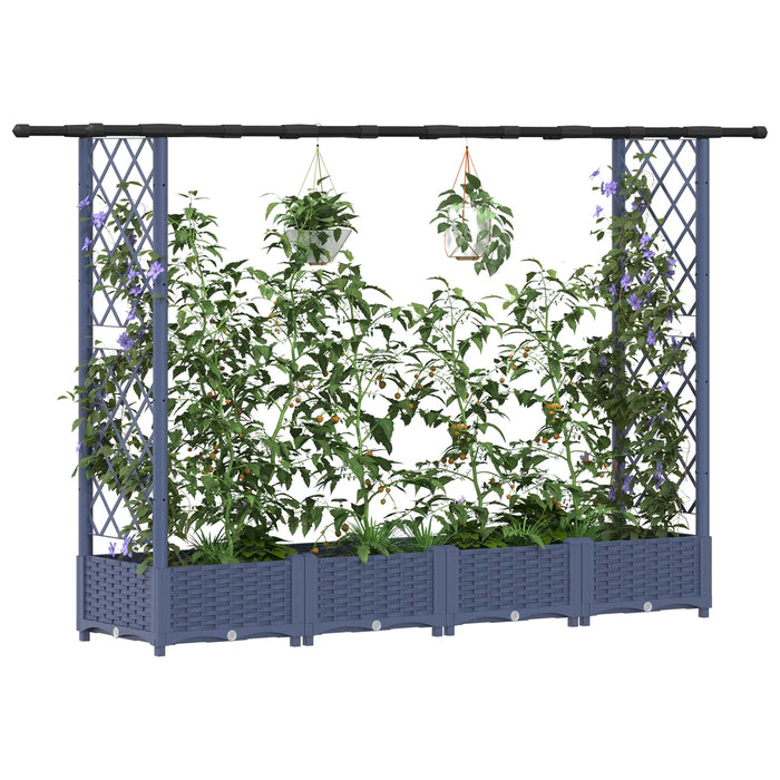 Pat Ridicat cu Trellis și Acoperiș Gri 203 x 40 x 123 cm PP WALTI