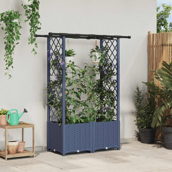 Pat Ridicat cu Trellis și Acoperiș Gri 124,5 x 40 x 138 cm PP WALTI