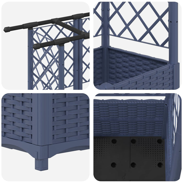 Pat Ridicat cu Trellis și Acoperiș Gri 162,5 x 40 x 138 cm PP WALTI