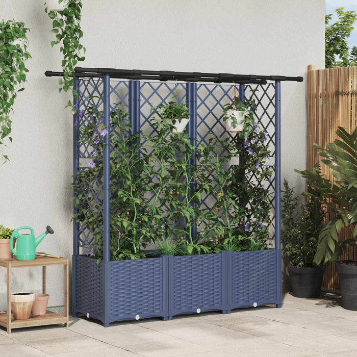 Pat Ridicat cu Trellis și Acoperiș Gri 162,5 x 40 x 138 cm PP WALTI