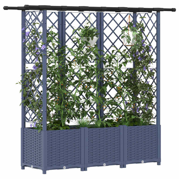 Pat Ridicat cu Trellis și Acoperiș Gri 162,5 x 40 x 138 cm PP WALTI