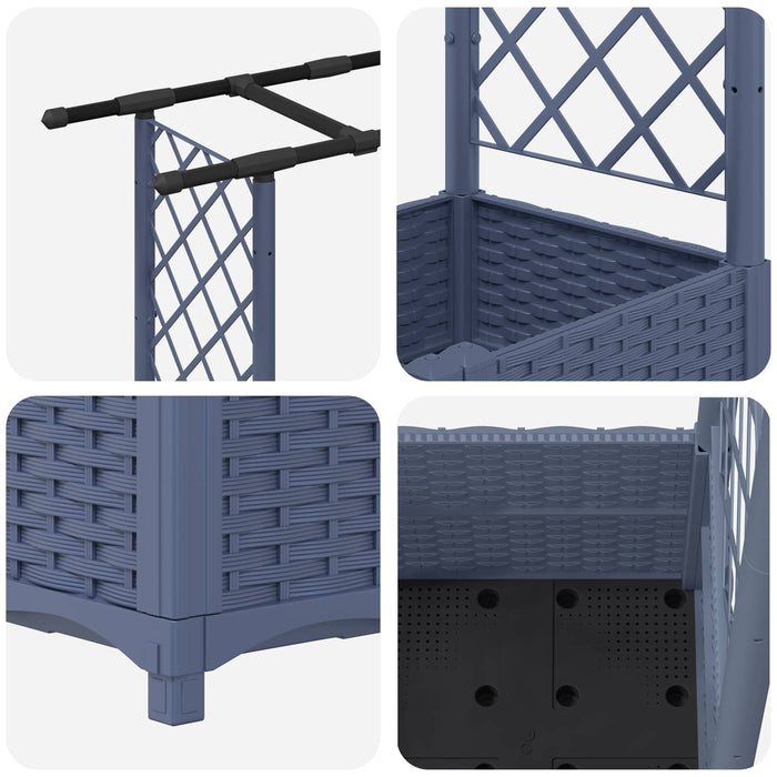 Pat Ridicat cu Trellis și Acoperiș Gri 203 x 40 x 138 cm PP WALTI
