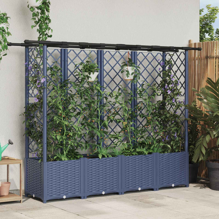Pat Ridicat cu Trellis și Acoperiș Gri 203 x 40 x 138 cm PP WALTI