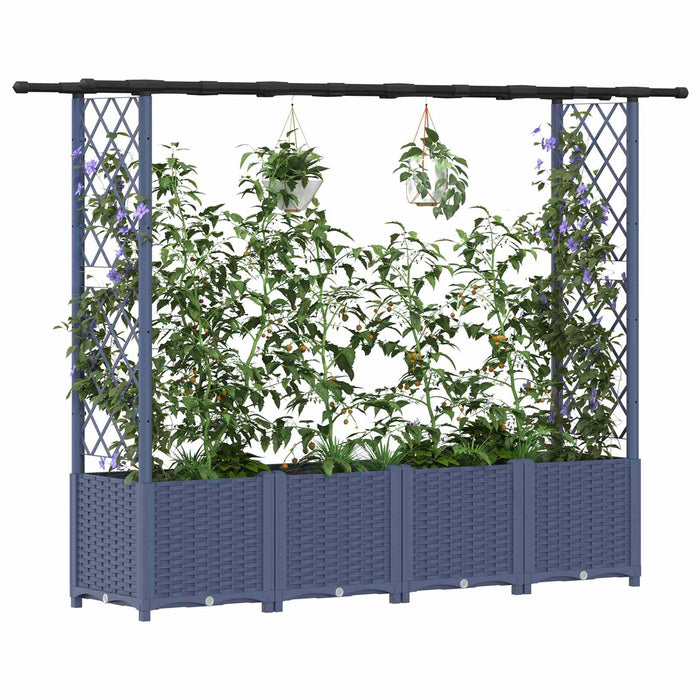 Pat Ridicat cu Trellis și Acoperiș Gri 203 x 40 x 138 cm PP WALTI