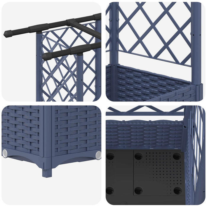 Pat Ridicat cu Trellis și Acoperiș Gri 124 x 40 x 123 cm PP WALTI