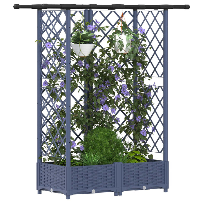 Pat Ridicat cu Trellis și Acoperiș Gri 124 x 40 x 123 cm PP WALTI