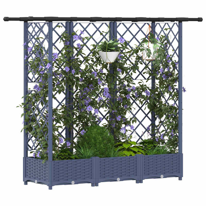 Pat Ridicat cu Trellis și Acoperiș Gri 164 x 40 x 123 cm PP WALTI
