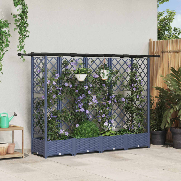 Pat Ridicat cu Trellis și Acoperiș Gri 202,5 x 40 x 123 cm PP WALTI