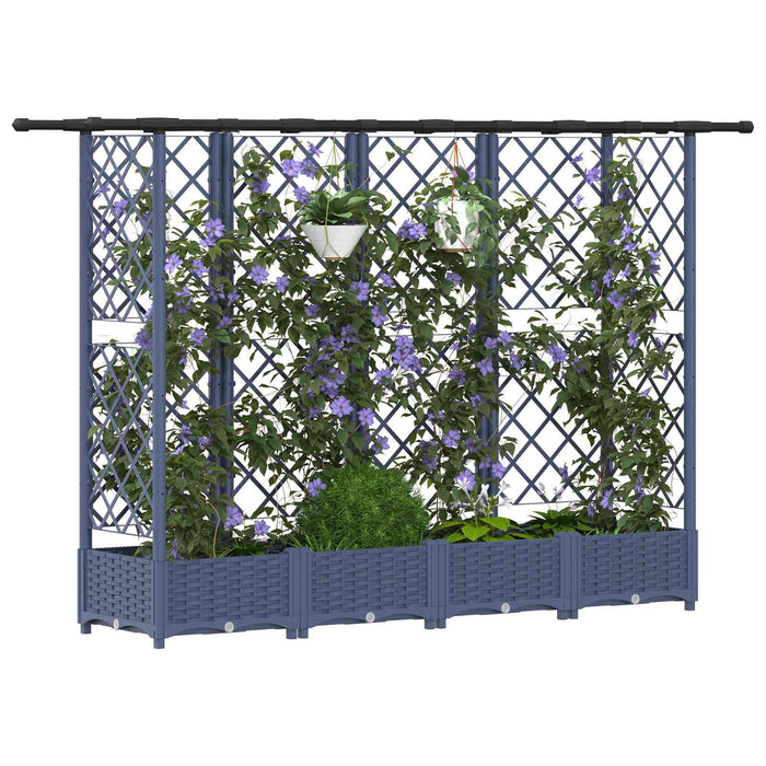 Pat Ridicat cu Trellis și Acoperiș Gri 202,5 x 40 x 123 cm PP WALTI