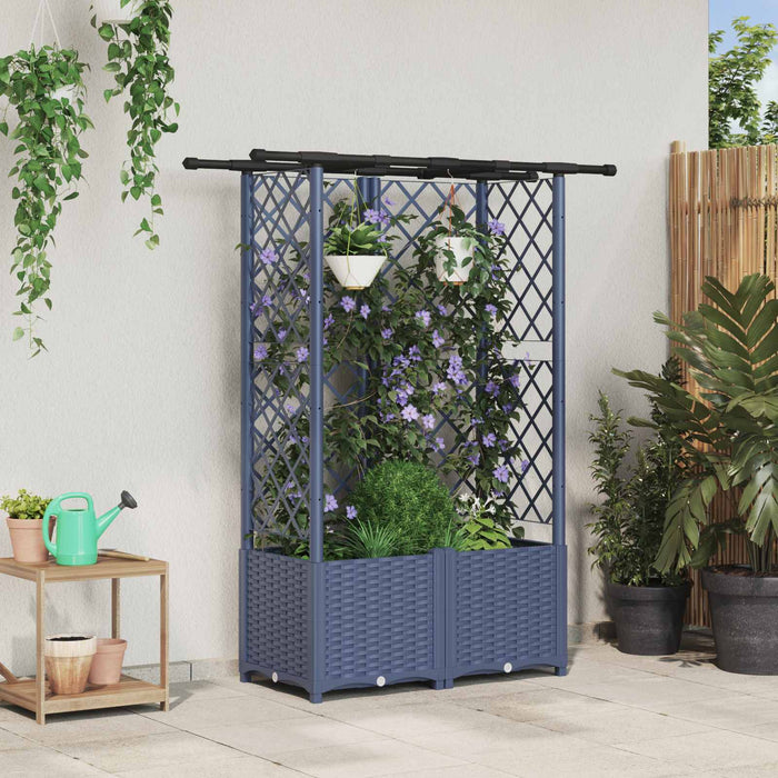 Pat Ridicat cu Trellis și Acoperiș Gri 124 x 40 x 138 cm PP WALTI