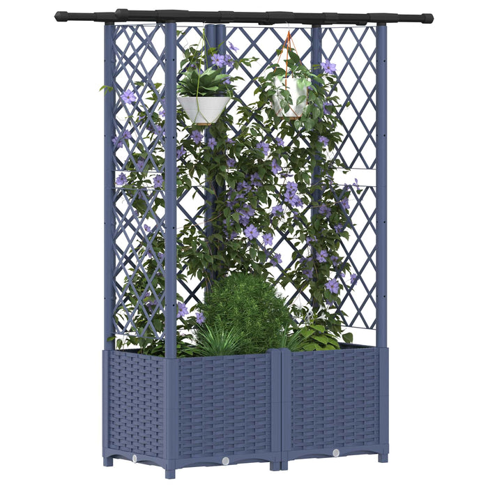 Pat Ridicat cu Trellis și Acoperiș Gri 124 x 40 x 138 cm PP WALTI
