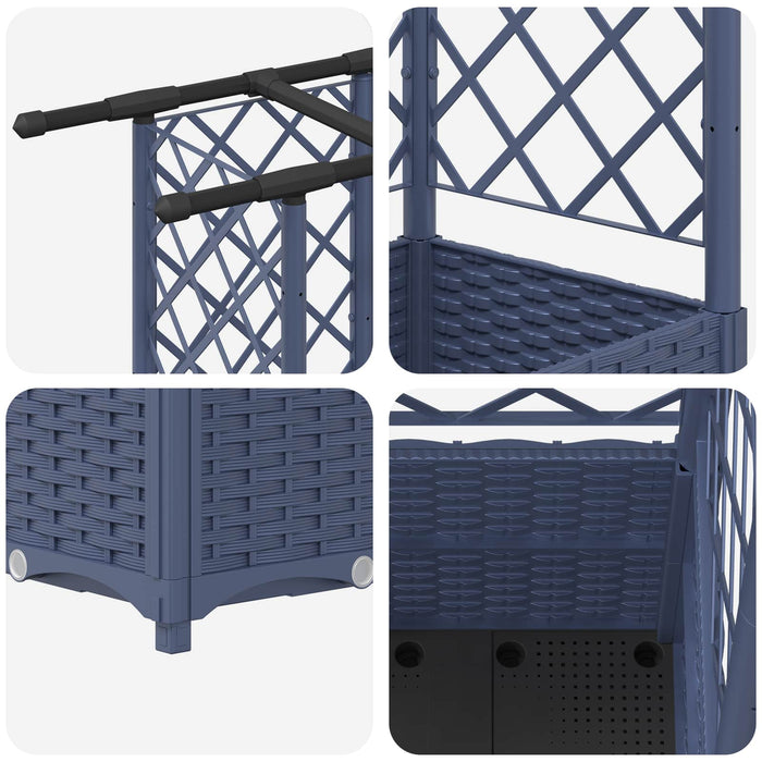 Pat Ridicat cu Trellis și Acoperiș Gri 163,5 x 40 x 138 cm PP WALTI