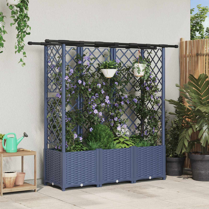 Pat Ridicat cu Trellis și Acoperiș Gri 163,5 x 40 x 138 cm PP WALTI