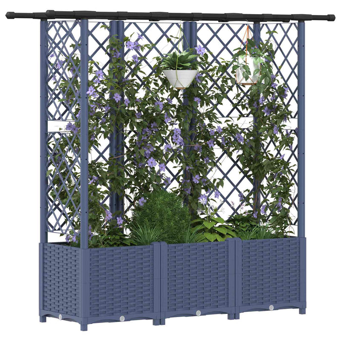 Pat Ridicat cu Trellis și Acoperiș Gri 163,5 x 40 x 138 cm PP WALTI