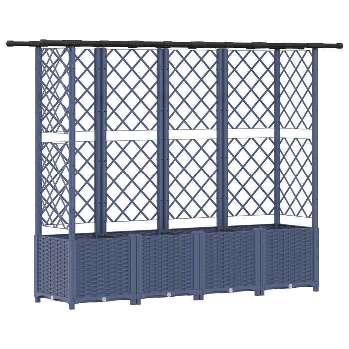 Pat Ridicat cu Trellis și Acoperiș Gri 202 x 40 x 138 cm PP WALTI