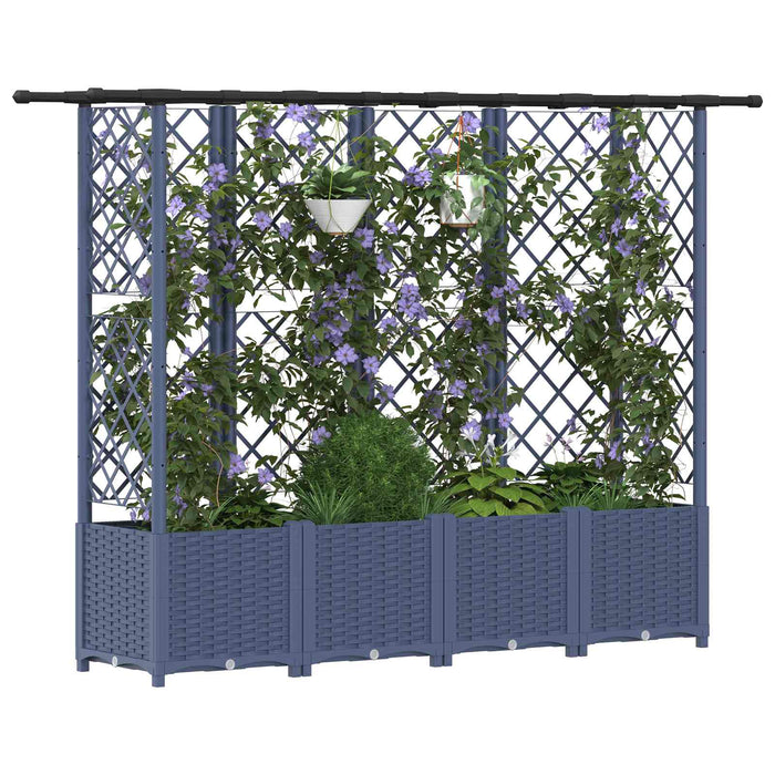 Pat Ridicat cu Trellis și Acoperiș Gri 202 x 40 x 138 cm PP WALTI