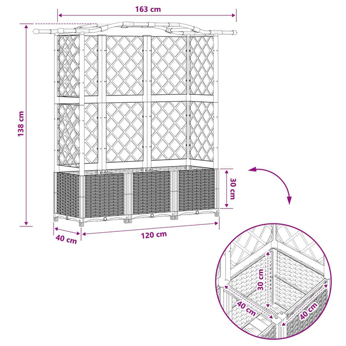 Pat Ridicat cu Trellis și Acoperiș Gri deschis PP - WALTI WALTI
