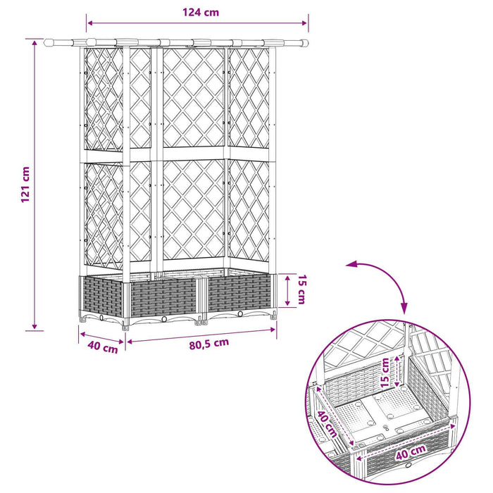 Pat Ridicat cu Trellis și Acoperiș Gri deschis PP - WALTI WALTI