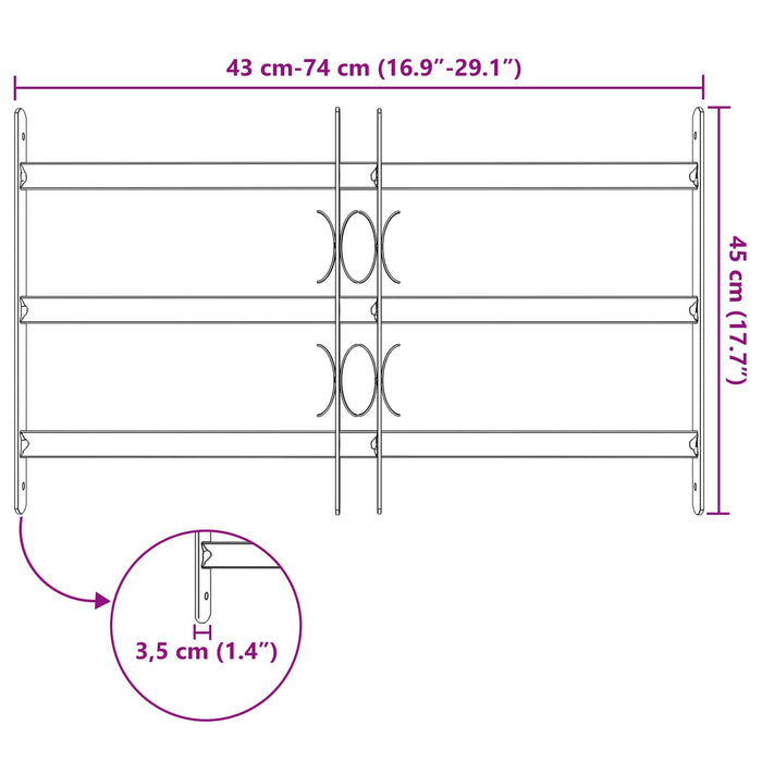 Grilaj de Securitate pentru Feronerie cu 3 Bare Încuiate 3 pcs - WALTI WALTI