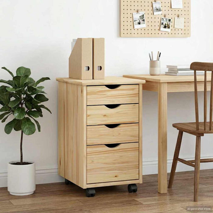 Cabinet mobil cu roata Maro 34 x 39 x 56 cm Lemn masiv de pin - WALTI WALTI